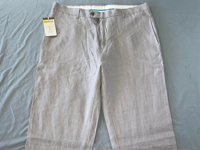 Bahia Sol Verona Flat Front Summer Weight 100% Linen Chino Style Pants. 36, NWT!