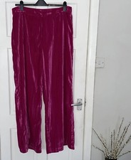 Nasty Gal Trouser Pink Velvet Wide Leg Size 20 BNWT