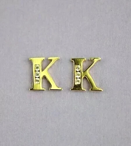 Solid 14k Yellow Gold Initial Letters Stud Earrings w/ Sparkling White CZ Stones - Picture 12 of 27