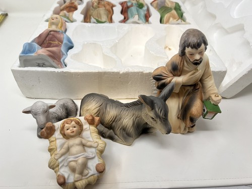 HOMCO #5216 Bisque Porcelain Christmas Nativity Set 11 Piece Set Vintage - Picture 8 of 11