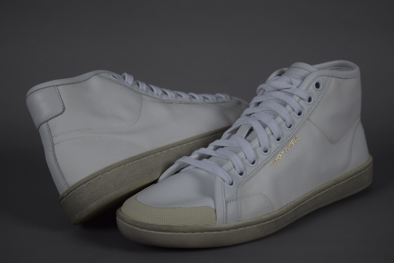 Sneakers mid top da donna nuove con scatola YSL Saint Laurent taglia 38 5 rosa fuori tela bianca