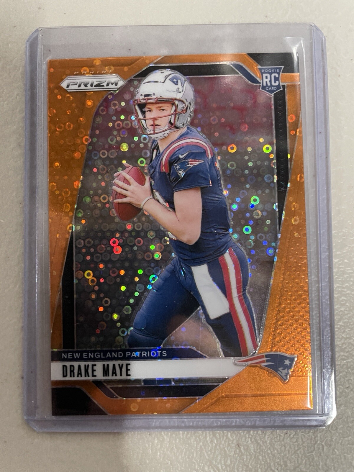 🔥2024 Panini Prizm Drake Maye Orange Disco Rookie #329 - New England Patriots🔥