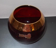 INTERGLASS ITALIAN GOLD  & BURGUNDY BOWL