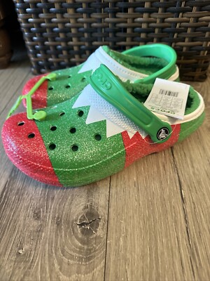 NWT Crocs Classic Lined Holiday Christmas Elf Fur Lined Clogs Shoes Size M5/W7