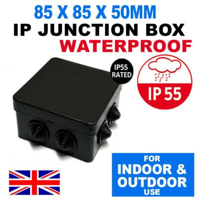 SCHWARZ OUTDOOR IP ABZWEIGDOSE WANDHALTERUNG CASE IP55 WASSERDICHT KUNSTSTOFFGEHÄUSE