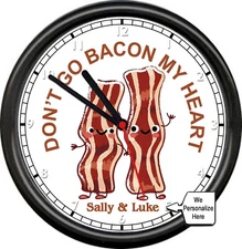 Personalized Crazy Bacon Lover Your Name Breaking My Heart Funny Sign Wall Clock