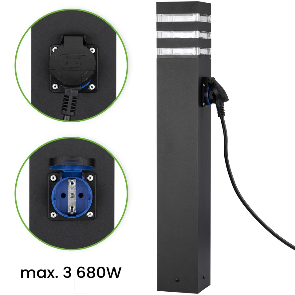 LUMILED Wegeleuchte E27 mit /ohne Bewegungsmelder/Steckdose IP44 Gartenleuchte - Bild 4 von 4