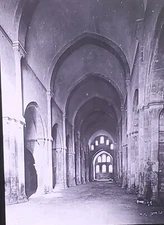 Interior, Abbey Church, Fontenay, France, Magic Lantern Glass Slide
