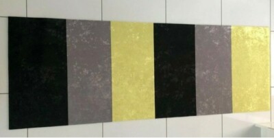 Teppich Läufer samtige Struktur gelb grau schwarz gestreift - für Holz/Teppich 184 x 64,5 cm