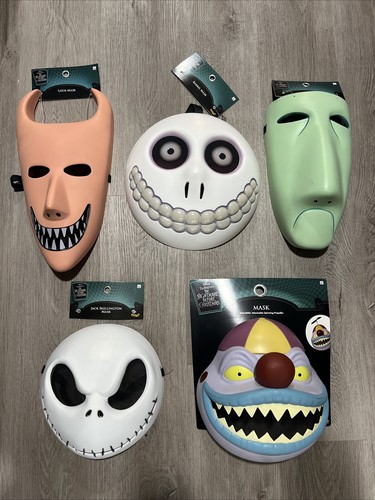Nightmare Before Christmas Spirit Halloween 5 Mask Set Jack Lock Shock Barrel
