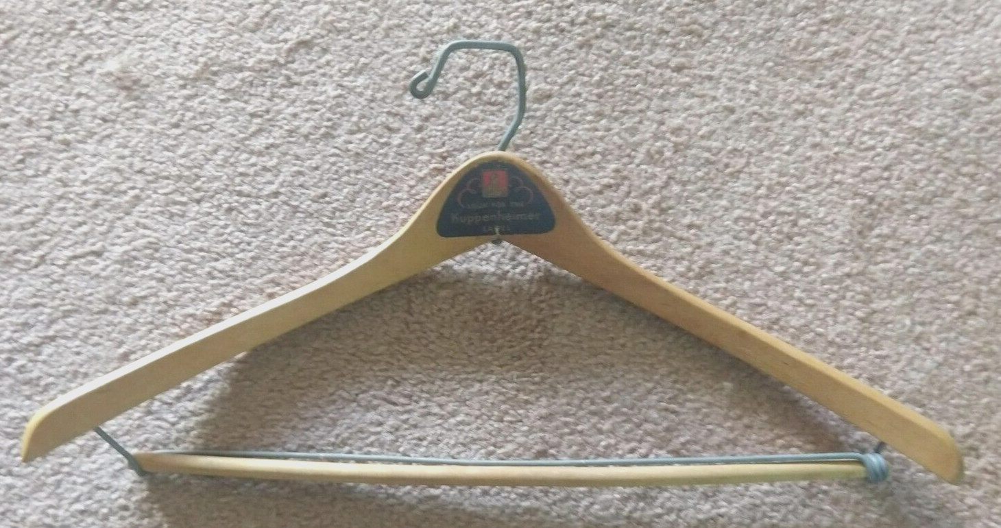 KUPPENHEIMER Wood Hanger with Pants Bar Vintage R… Gem