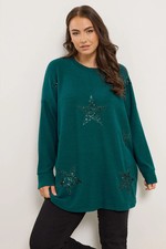 Image of Yours Curve Women's Plus Size Sequin Embellished Star Jumper