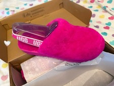 UGG Kids K Fluff Yeah Clog Rock Rose Pink Sheepskin Slippers 1123633K Size 6