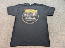 Back to the Future Shirt Mens Medium Black Delorean Graphic Movie Crewneck Tee