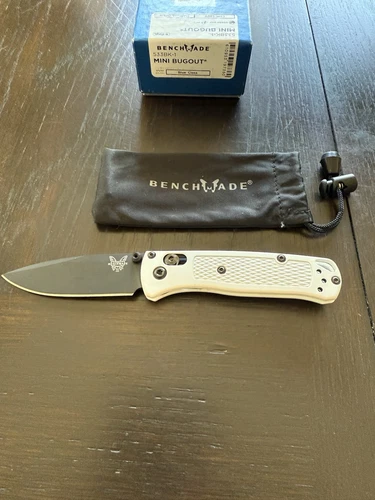 Benchmade White  Grivory Mini Bugout Folding Pocket Knife, Black Blade, 533BK-1