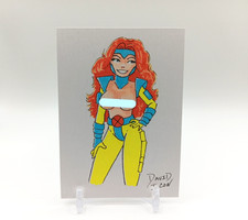 Original JEAN GREY Pinup Artist Sketch Card 1/1 - David Icon - PSC - ATC -ACEO