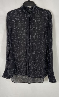 Rag & Bone Women's Black Polka Dot Long Sleeve Button Up Viscose Blouse Sz 6