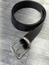 VTG Harley Davidson Black Oil Tan Leather Mens 38W Belt USA Made 4060 Spellout