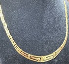 17" Graduated Cut Out Greek Key Necklace Real 14K Yellow Gold Chain 545 — photo 1
