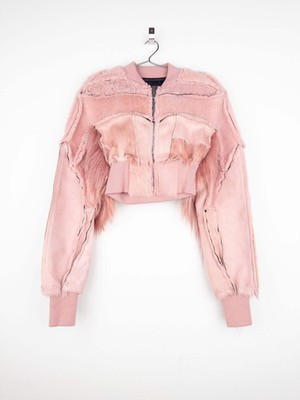 Rick Owens AW22 'Strobe' Cropped Collage Pony Hair Fur Bomber Jacket
