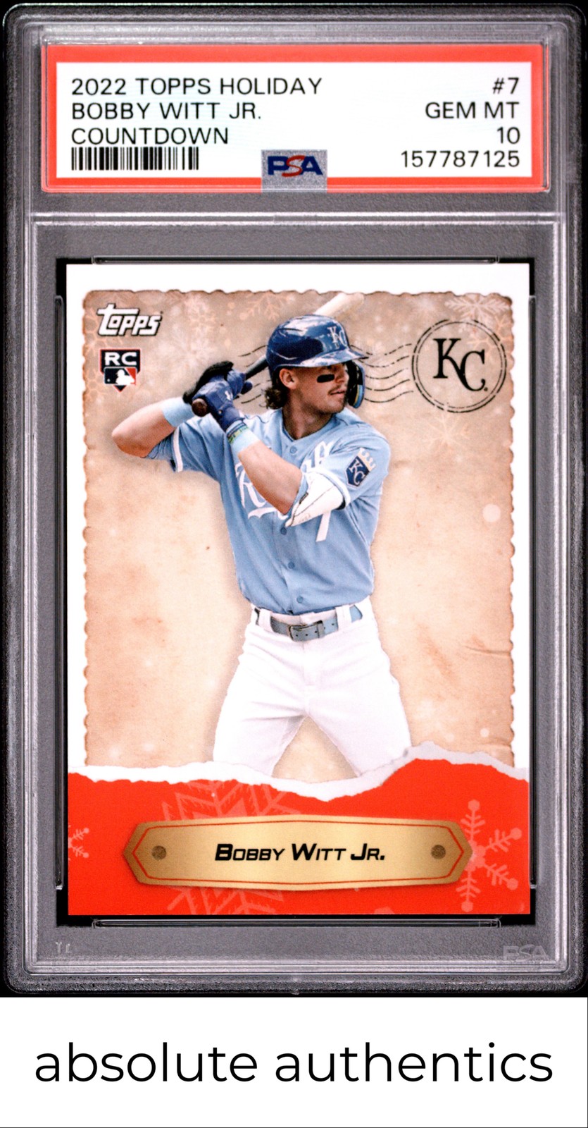 2022 Topps Holiday Countdown Bobby Witt Jr. RC Countdown PSA 10