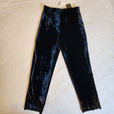 NWT ZARA Womens Velvet Black High Waisted Festive Days Pants Size Medium