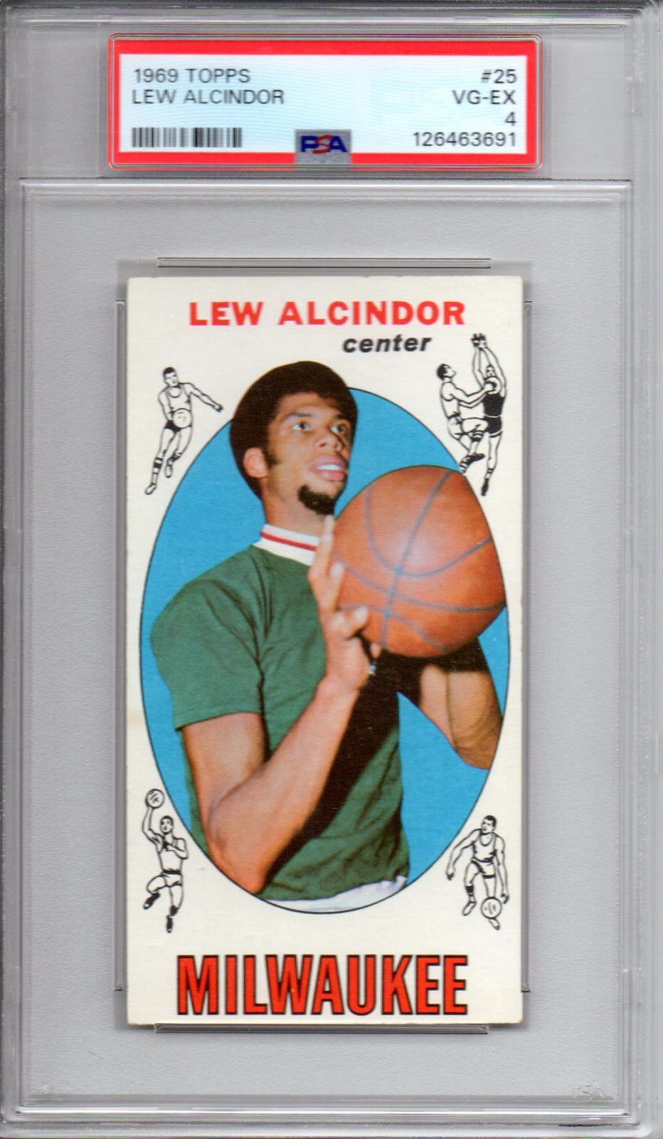 1969 Topps 25 Lew Alcindor (RC) - PSA 4 VG-EX - Kareem Abdul-Jabbar