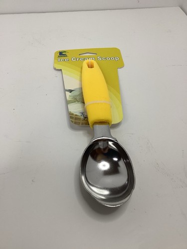 Non Stick Aluminum Metal Ice Cream Scoop With Yellow Handle Dipper 7” - Picture 2 of 3