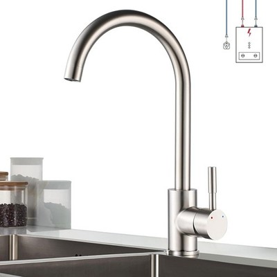 Niederdruckarmatur Küche 360° Drehbar Niederdruck Küchenarmatur aus Edelstahl...