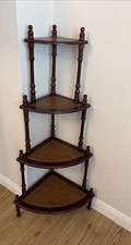 Edwardian Style Mahogany Corner Shelf 4 Tier Leather Inset Display Plant Stand