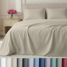Luxury 800 Thread Count Cal King Cotton Sheet Set - Beige Deep Pockets