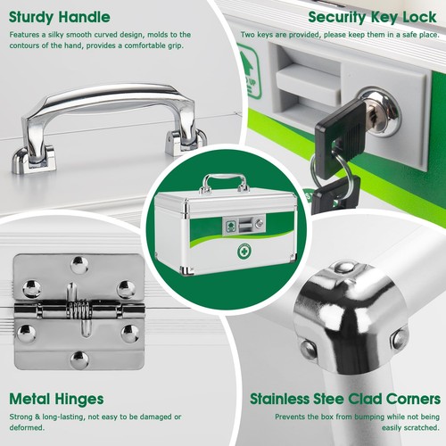 Small Lockable Medicine Box with Keys Aluminum Safe 10x6.9x6.9 - Picture 4 of 7