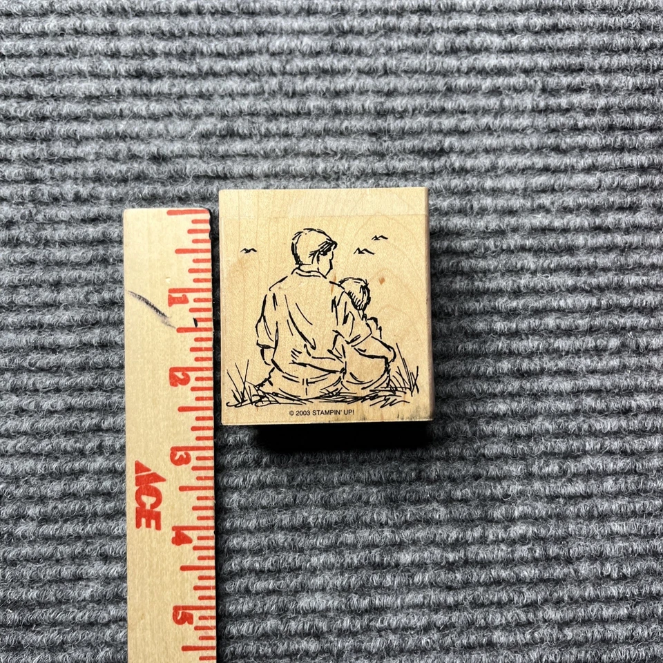 Sello de goma de padre e hijo de Stampin Up conjunto de bocetos junto al mar - Día en la playa Foto 2 de 4