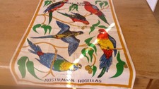 UNUSED VINTAGE   IRISH LINEN TEA TOWEL -AUSTRALIAN ROSELLAS