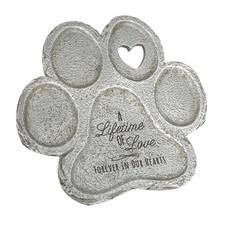 GiftsForYouNow Pet Memorial Paw Print Garden Stone Heart Cutout Engraved Message