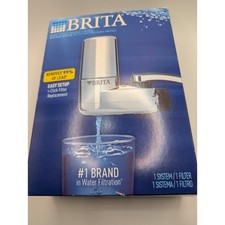 Brita Water Faucet Filtration Mount System Fits Standard Faucets Chrome Open Box
