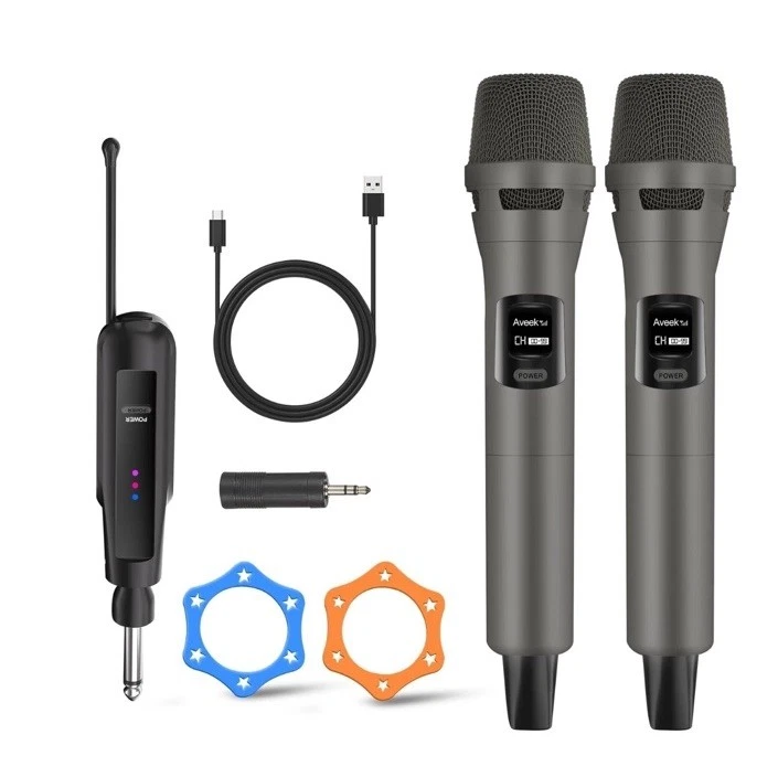 Aveek 2 Wireless Microphones for Karaoke, 2.4GHz Rechargeable Cordless Free Ship - Image 2 of 4
