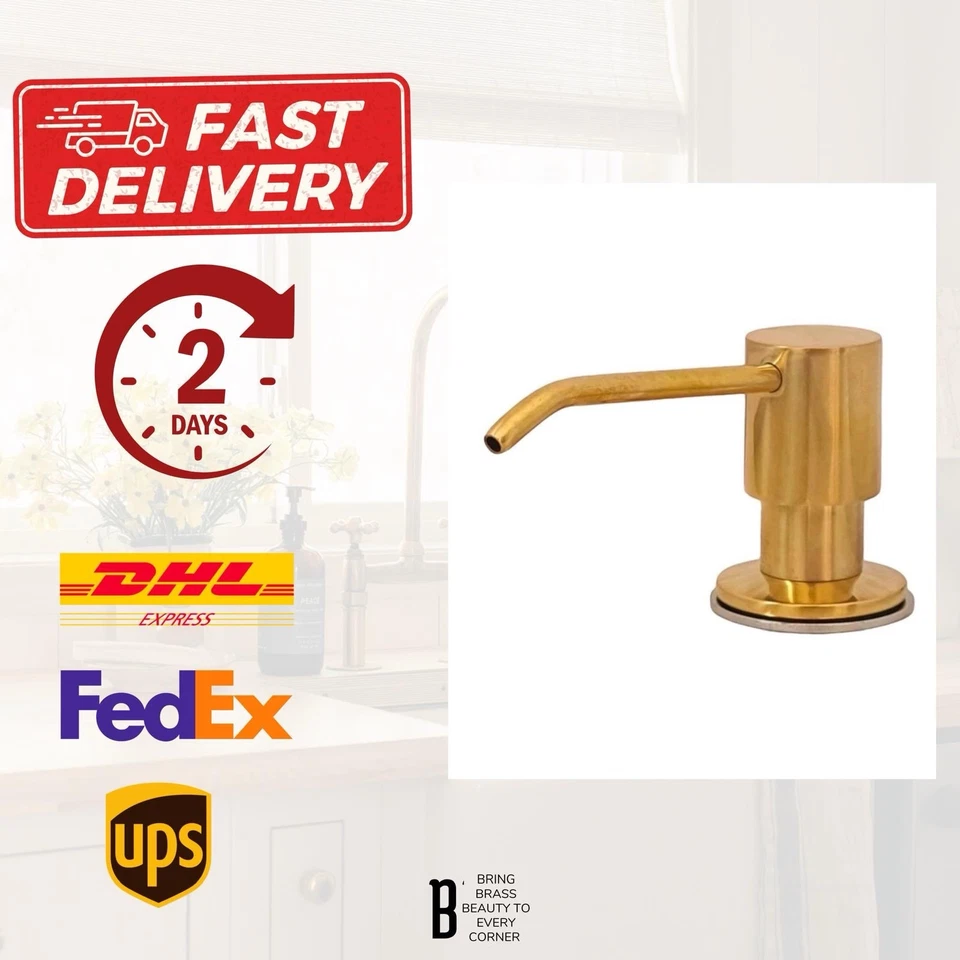 Brass Soap Dispenser, Kitchen Sink Liquid Pump Bottle, Dish Soap Dispenser - Image 4 of 4