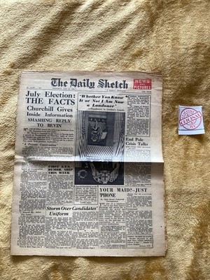 Wahl nach dem Weltkrieg Churchill Skizze 13. Juni 1945 Original Zeitung