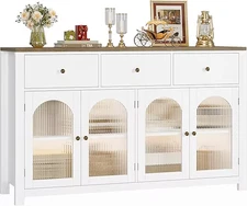 Buffet Cabinet with Storage, 55.1" Large Sideboard Buffet, Farmhouse Kitchen Cab