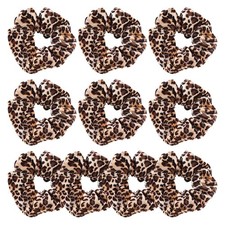 10 PCS Leopard Print Velvet Hair Scrunchies Stretch Elastic Ties Ponytail Band