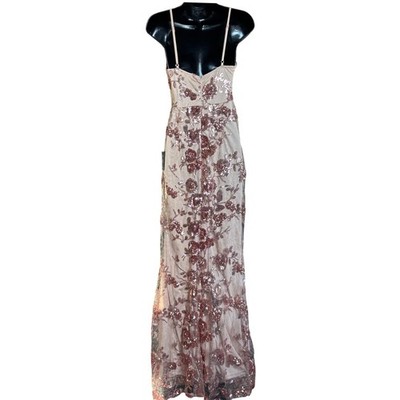 NWT Lulus Shine Language Rose Gold Sequin Mermaid Maxi Dress Sz XS | eBay