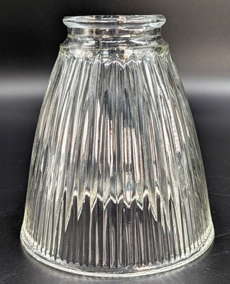 Vintage Clear Ribbed Prismatic Cone-Shaped Glass Light Shade, 2-1/4'' Fitter
