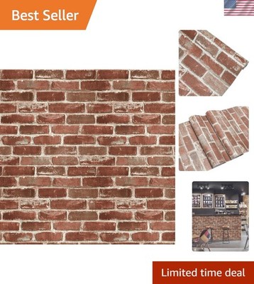 Red Brick Wallpaper, Self-Adhesive Peel and Stick Waterproof and Removable Go...