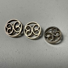 3 Antique Metal Buttons Openwork Trefoil Design Sewing Craft Collectible