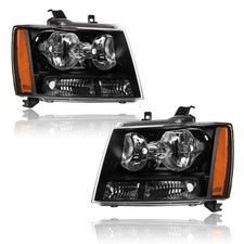 2pc Black Housing Amber Headlight Chevy Tahoe Avalanche Suburban 1500 2500 07-13