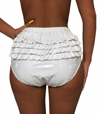 super soft PVC Rüschen Windelhose 4302WL Lackoptik ABDL Rüschenhose Gummihose