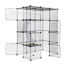 Large Cat Enclosure 4 Tier Metal Playpen DIY Kennel Cat Cage w/Ramps and 5