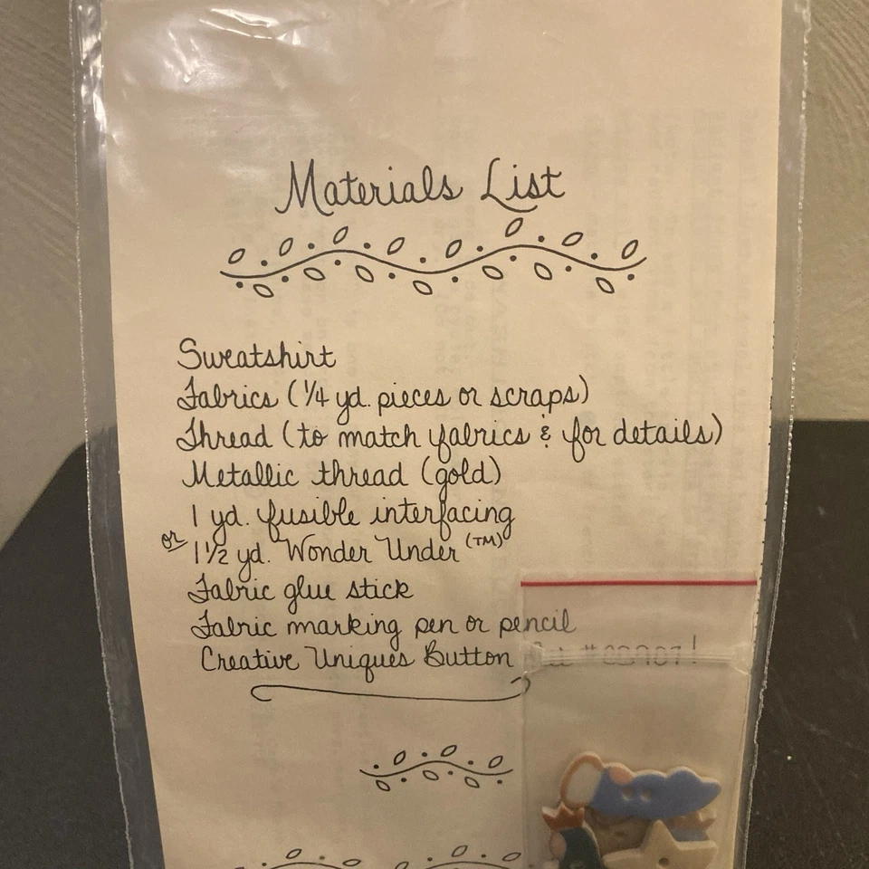 Silent Night Applique Sweatshirt Pattern Kit Creative Uniques 1991 Christmas - Image 4 of 4