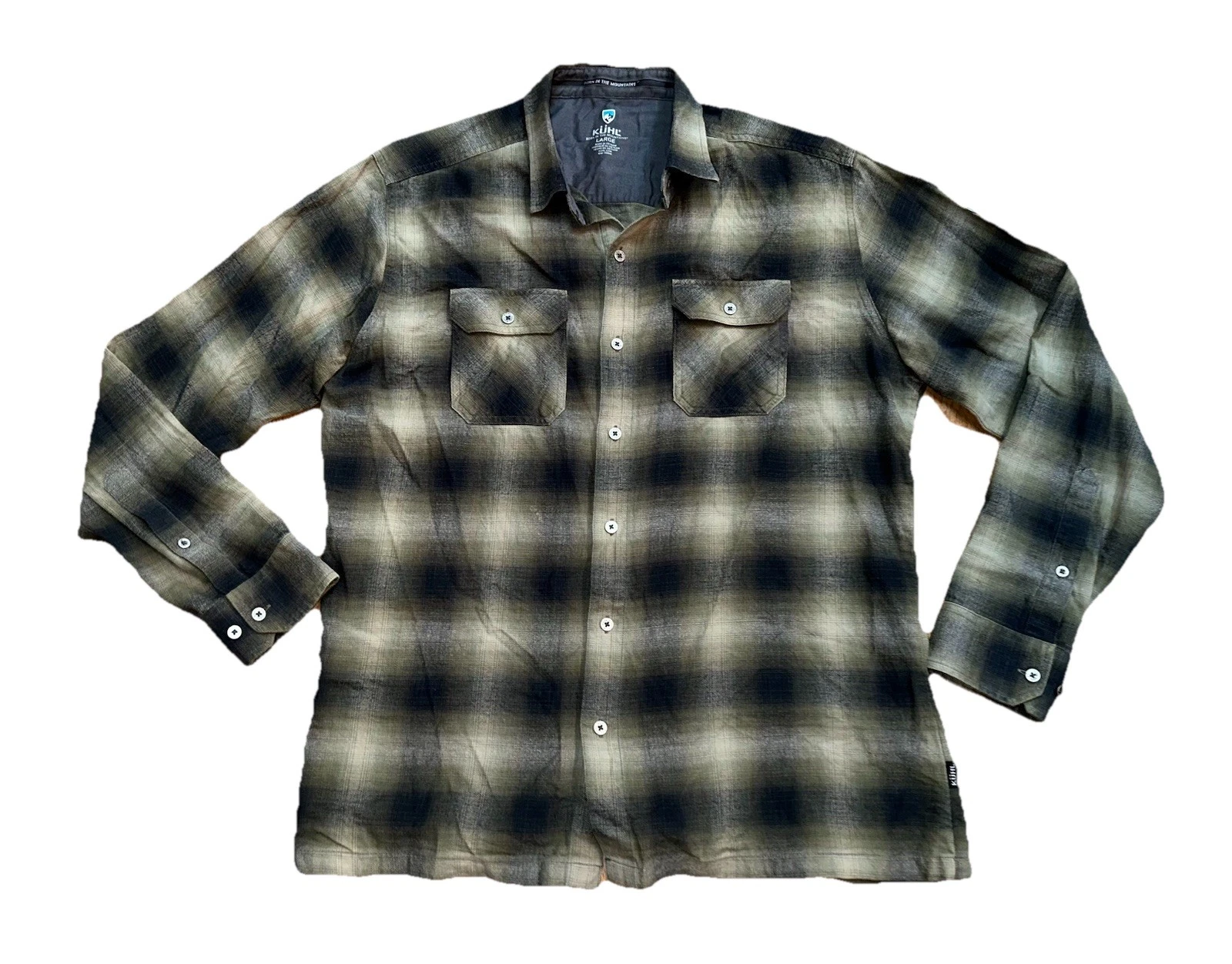 Kuhl Dillingr Flannel Shirt Long Sleeve Men's Small Smokey Sage MSRP $89